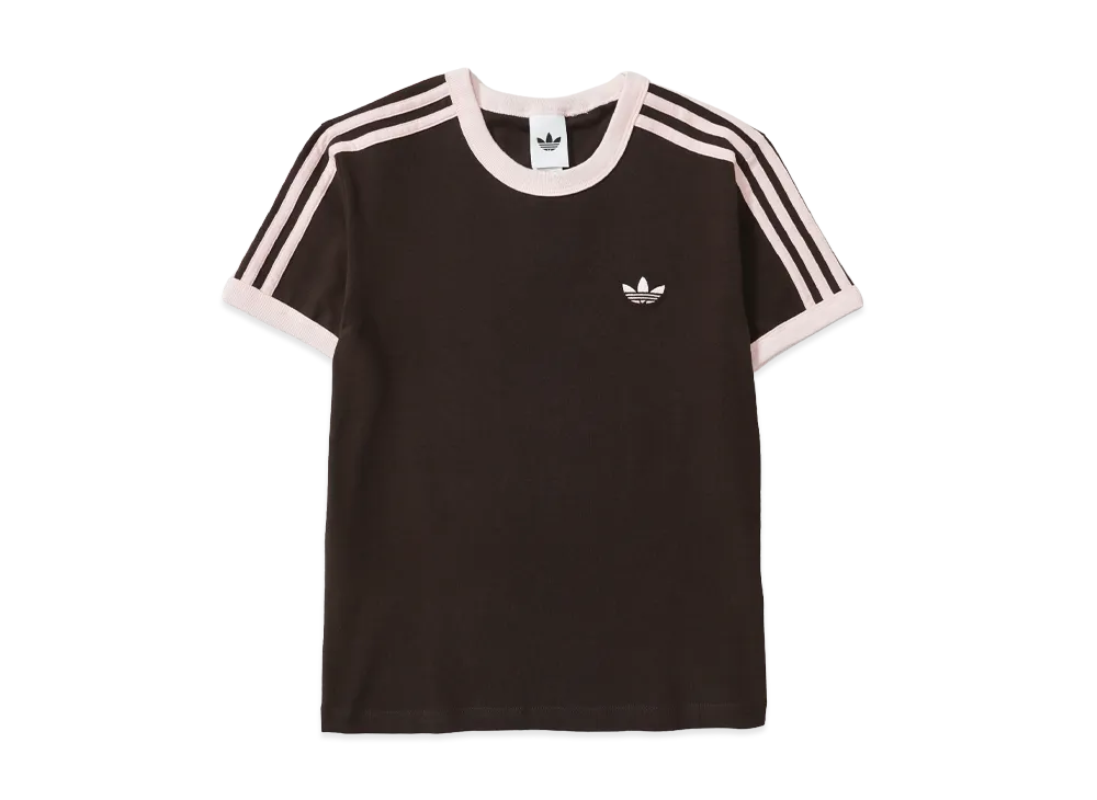adidas Women's 3 Stripes Slim Tee "Brown/Pink"
