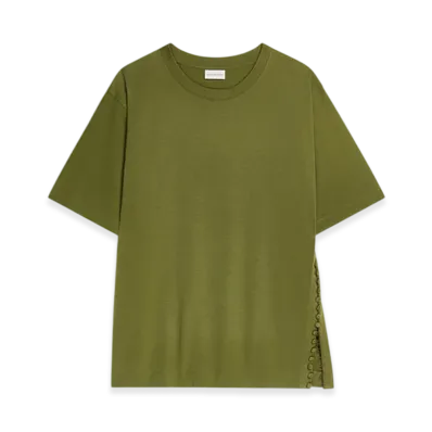 DRIES VAN NOTEN Women's Buttoned Cotton Tee "Green"