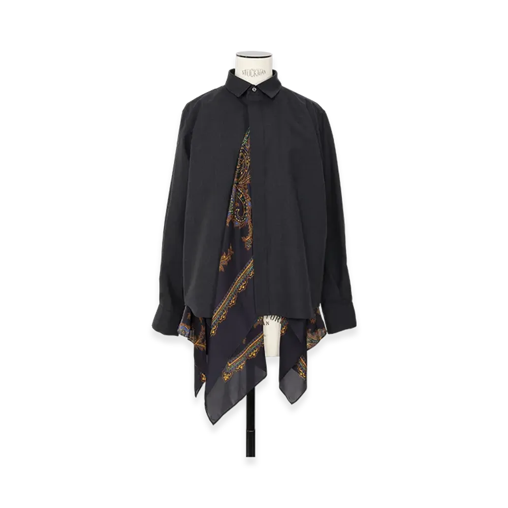 sacai Suiting x Paisley Print Shirt "Charcoal Gray/Navy"