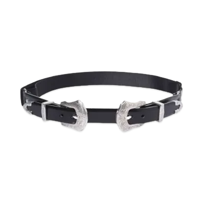 TOGA VIRILIS Double buckle nylon belt "BLACK"