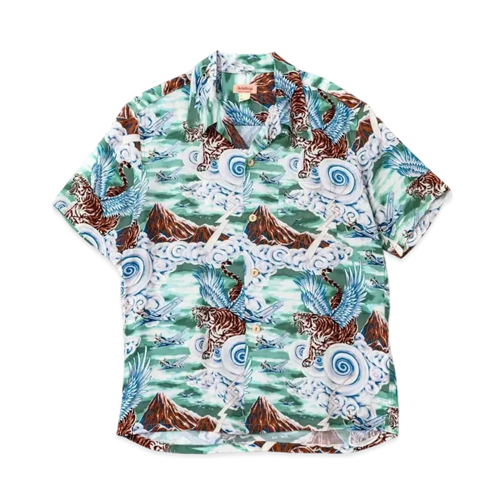THE REAL McCOY'S RAYON HAWAIIAN SHIRT / FLYING TIGERS "Mint"