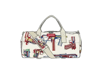 Supreme Guns Embroidered Leather Duffle Bag "White"