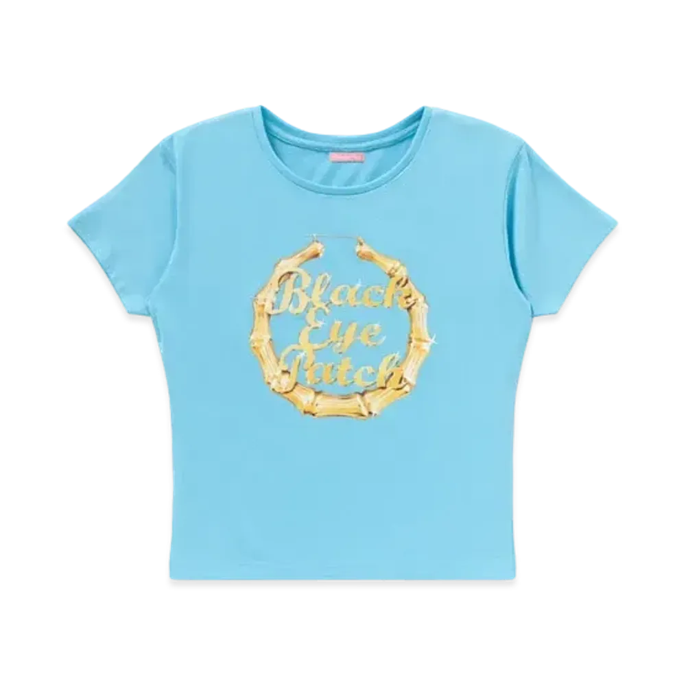 Black Eye Patch Bamboo Hoop Baby Tee "Light Blue"