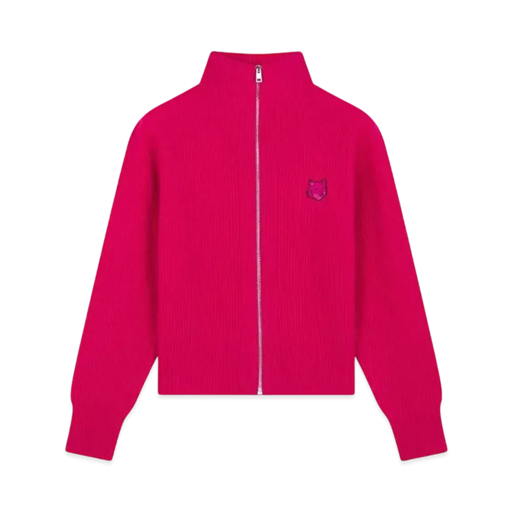 Maison Kitsune Bold Fox Head Patch Ribbed Zip Cardigan "Supernova"