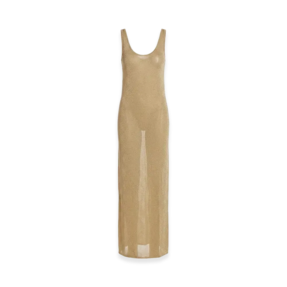 Saint Laurent Women's Lurex Knit Dress "Gold"