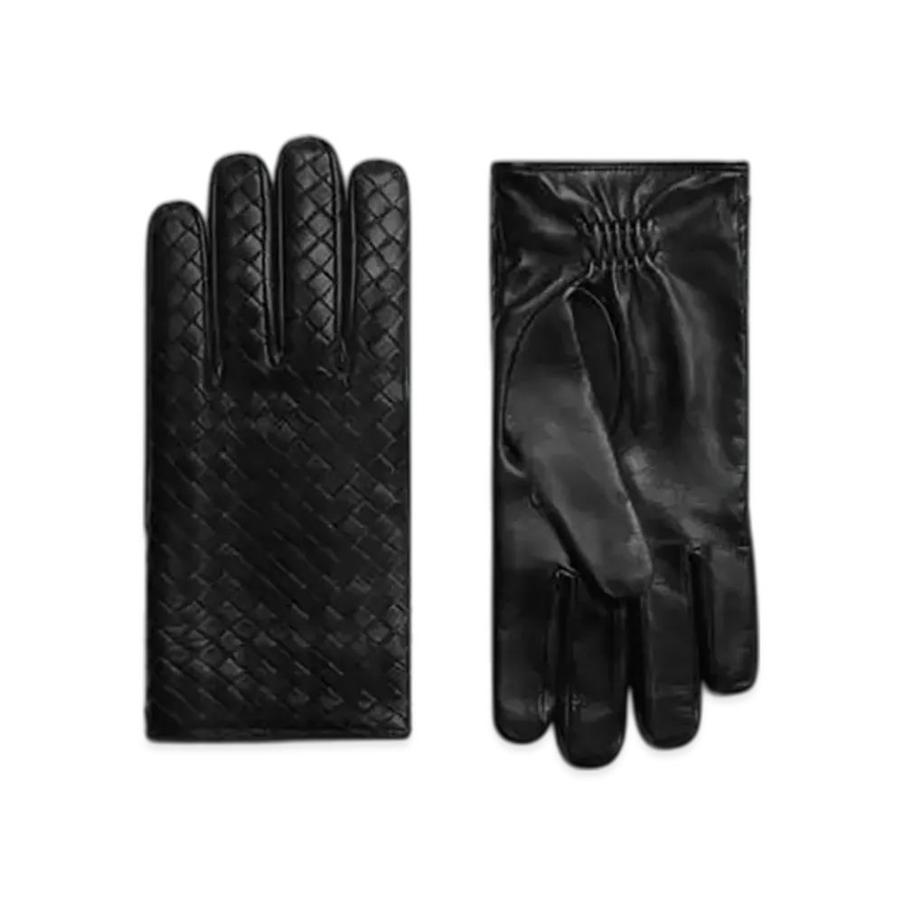 Bottega Veneta Intrecciato Leather Gloves "Black"