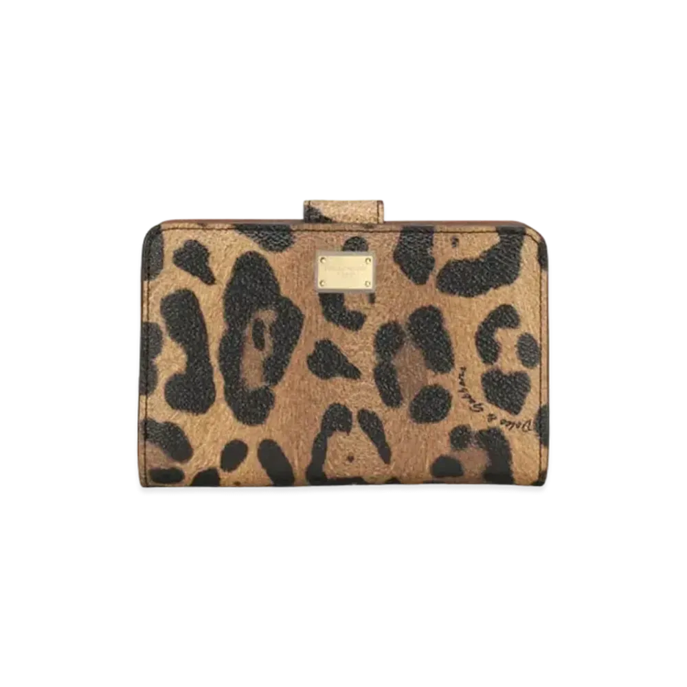 Dolce&Gabbana Continental Wallet Small Crespo Leopard Printed Logo Plate "Multicolor"