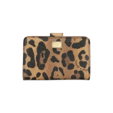 Dolce&Gabbana Continental Wallet Small Crespo Leopard Printed Logo Plate "Multicolor"