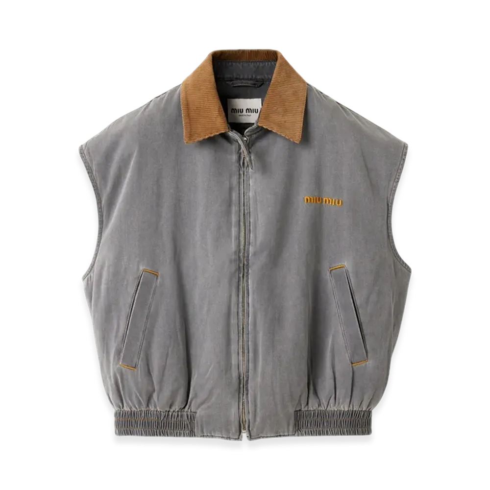 MIU MIU Chambray Blouson Vest "Grey"