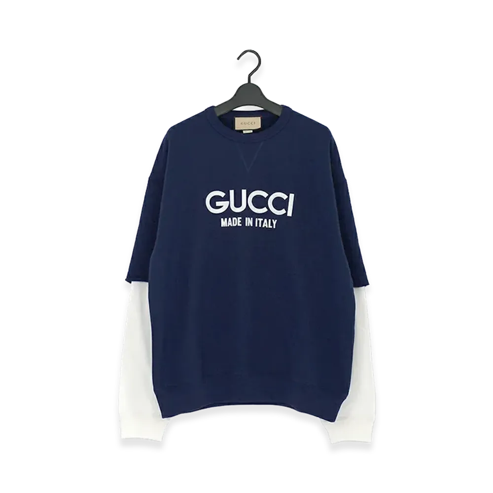 GUCCI Logo Print Sweatshirt "Navy"