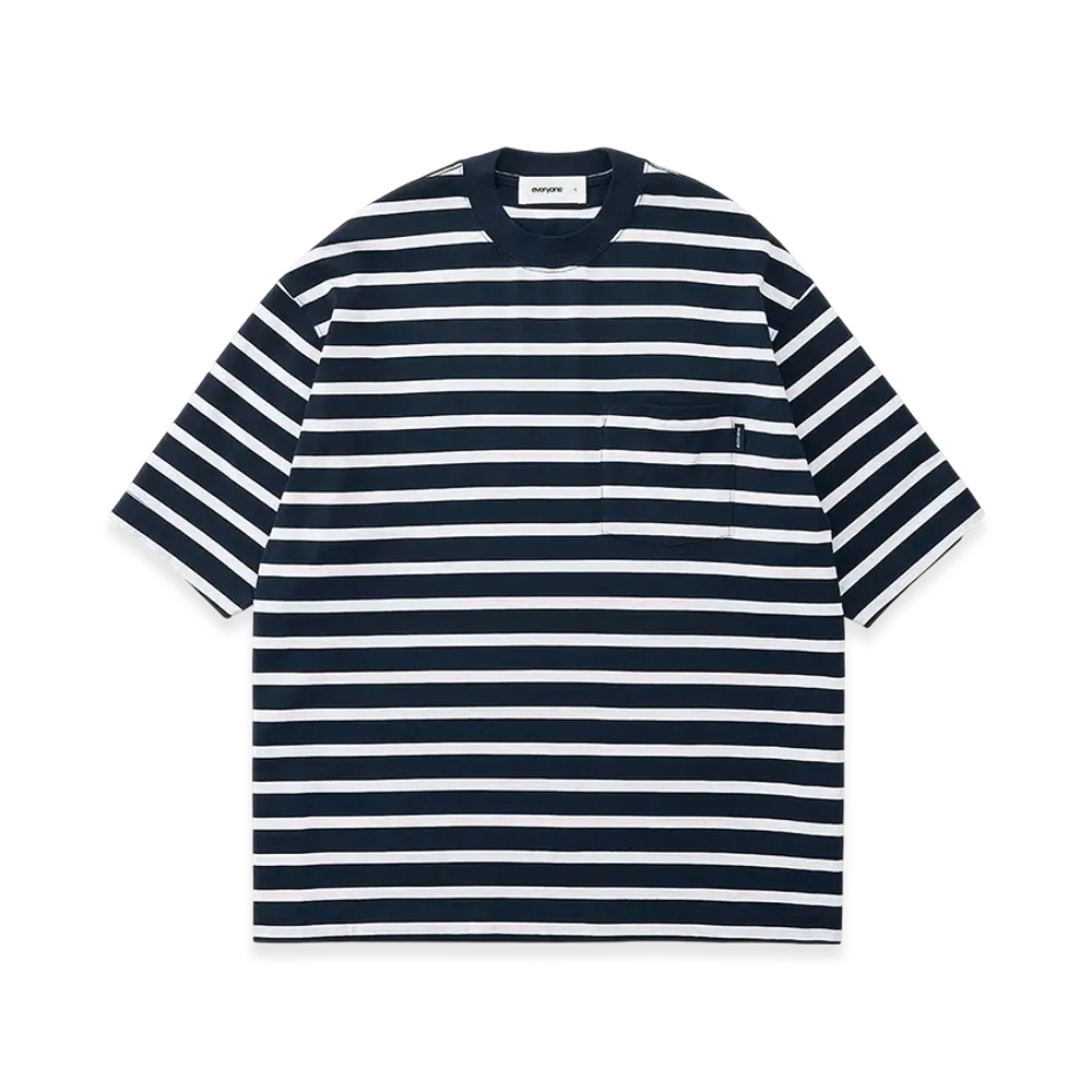 everyone High Gauge Cotton Border Short Sleeve Tee Shirt "Navy/Ash"