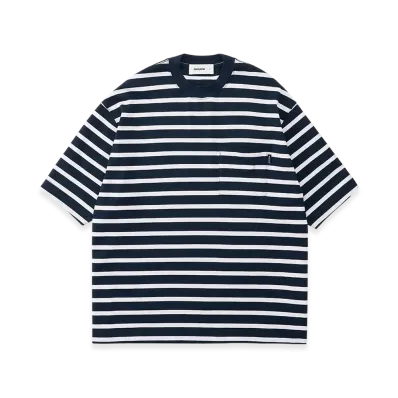 everyone High Gauge Cotton Border Short Sleeve Tee Shirt "Navy/Ash"