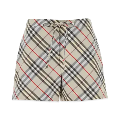 Burberry Women's Embroidered Poplin Shorts "Checked"