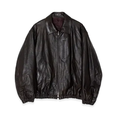 ssstein Calf Zip Short Jacket "Dark Brown"