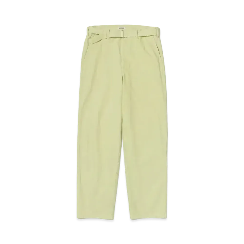 AURALEE Washed Organic Canvas Belted Pants "Lime Green"