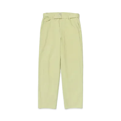 AURALEE Washed Organic Canvas Belted Pants "Lime Green"