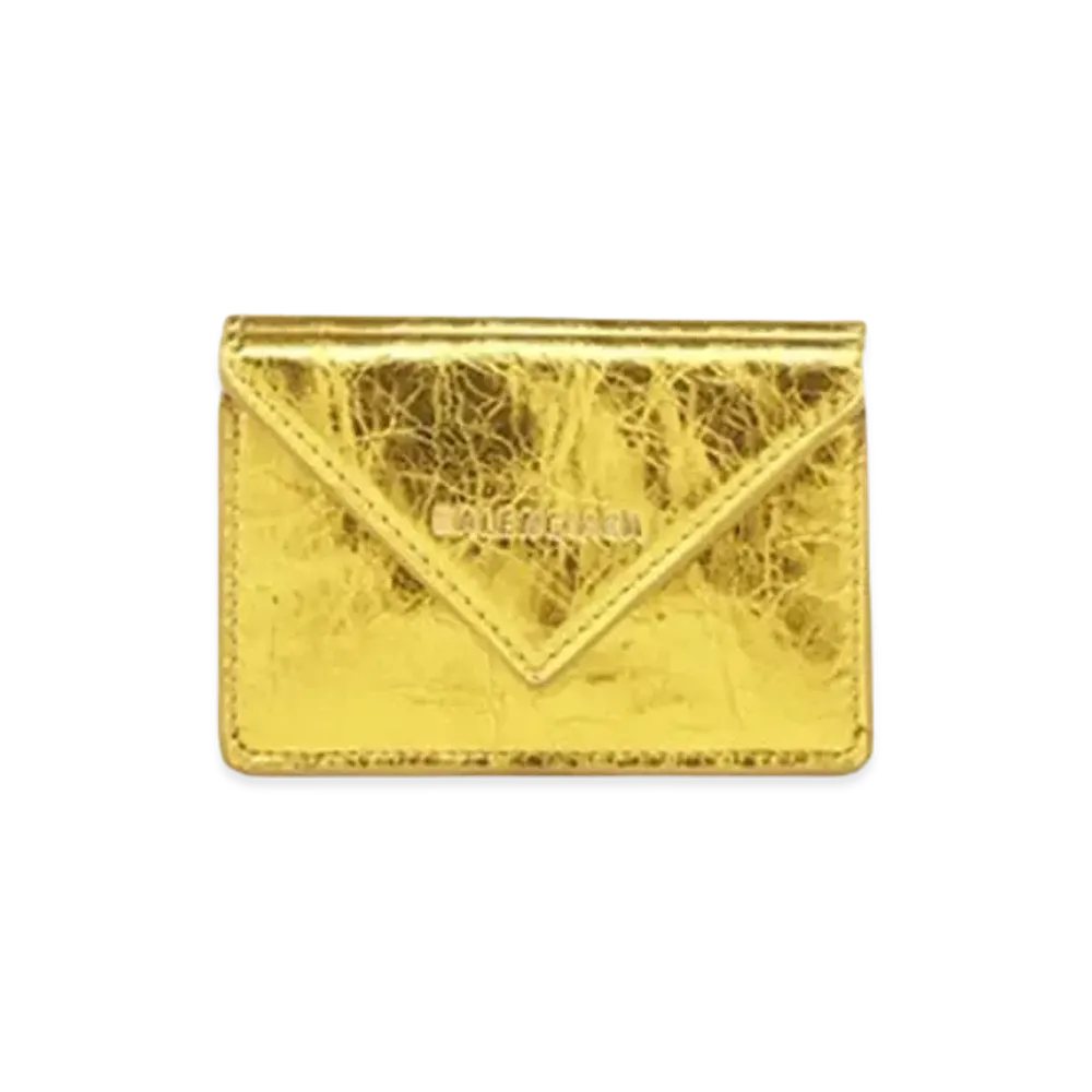 BALENCIAGA Papier Mini Wallet Metallic Effect ”Gold”