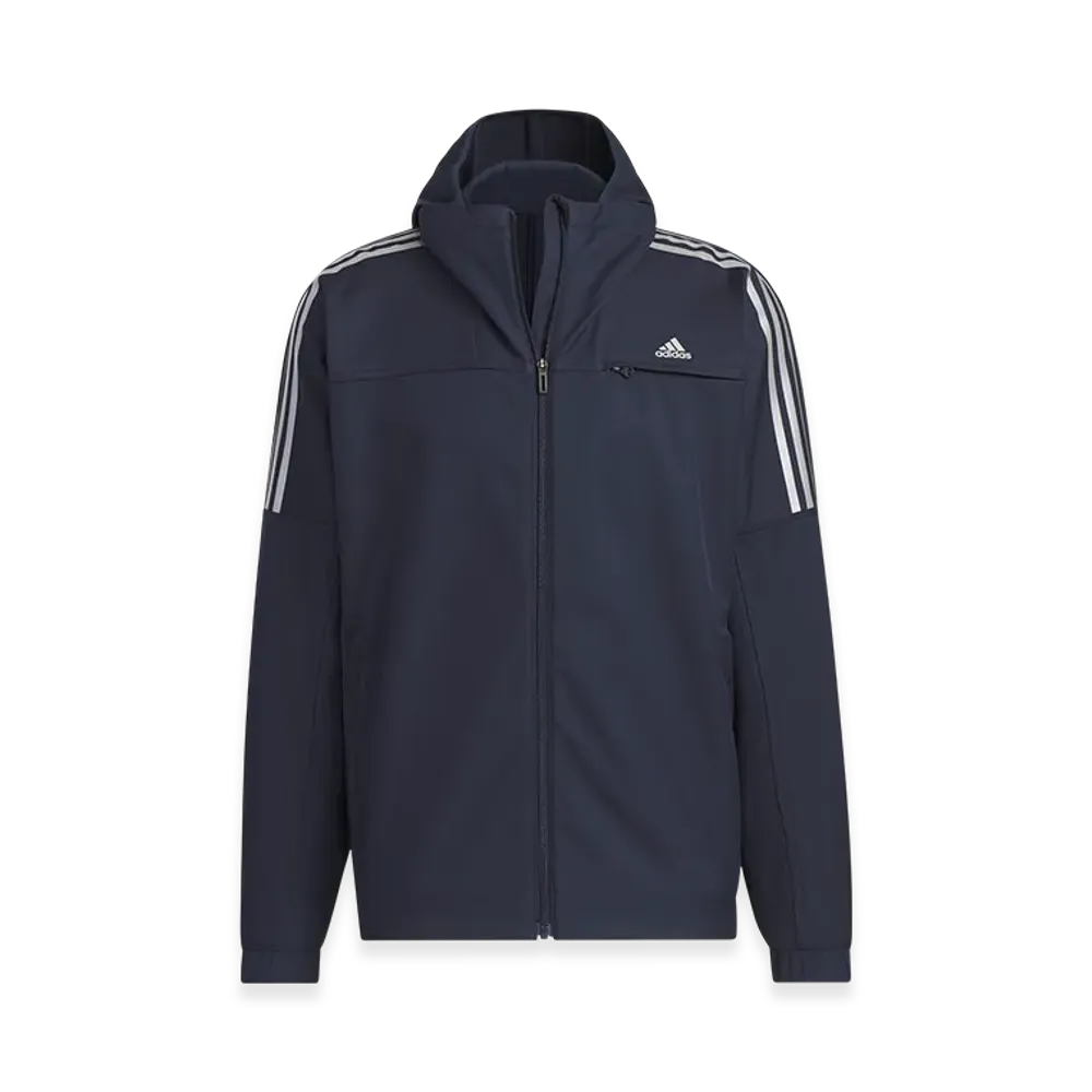 adidas Must Haves Small Logo Regular Fit Bonded Fleece Full Zip Hoodie "Legend Ink"