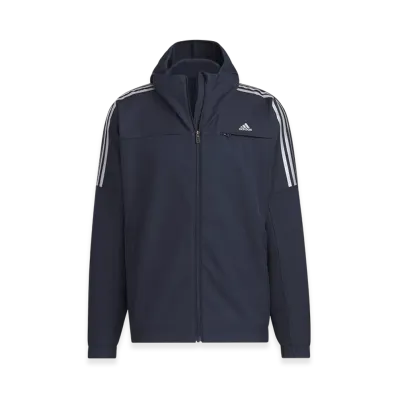 adidas Must Haves Small Logo Regular Fit Bonded Fleece Full Zip Hoodie "Legend Ink"