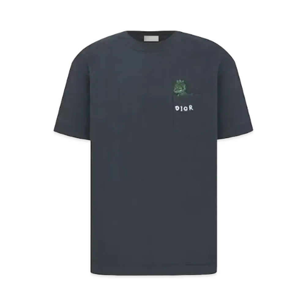 Dior & Otani Workshop Relaxed Fit T-shirt Slub Cotton Jersey "Navy Blue"