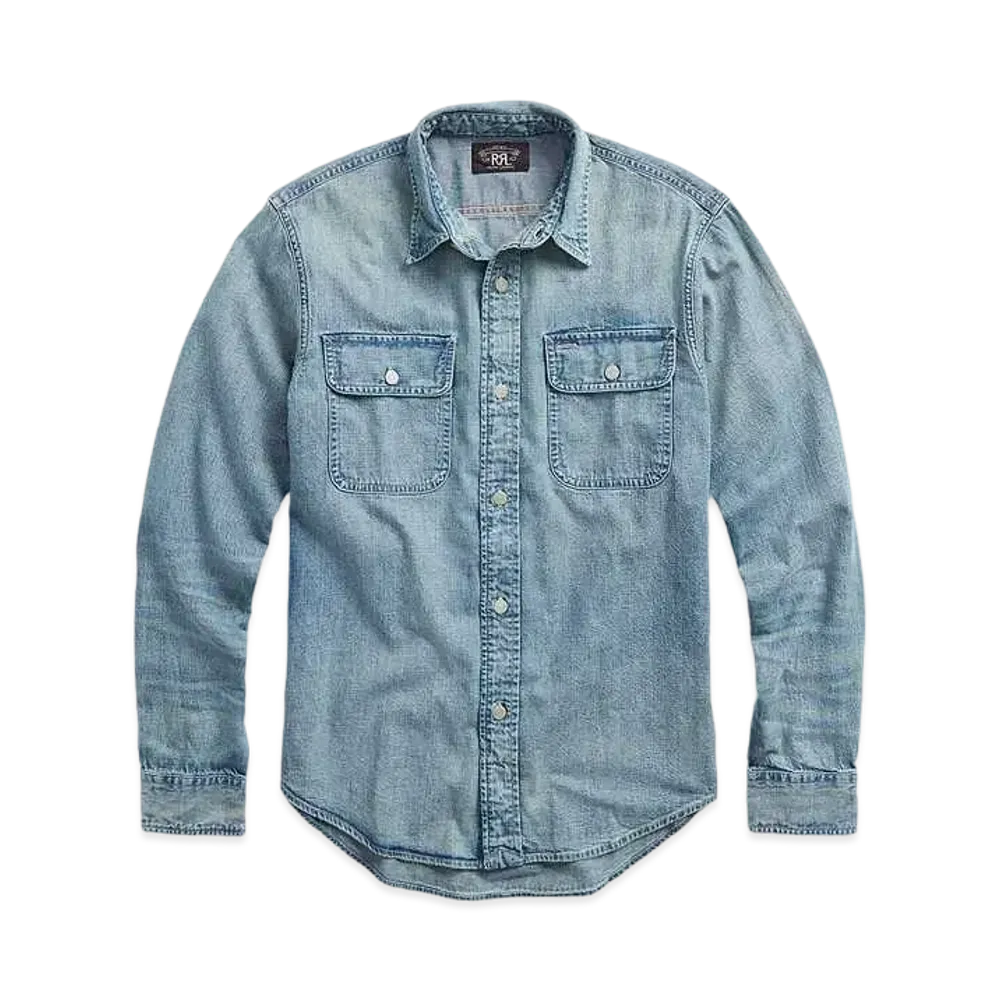 RRL Ralph Lauren Indigo Denim Work Shirt "Blue"