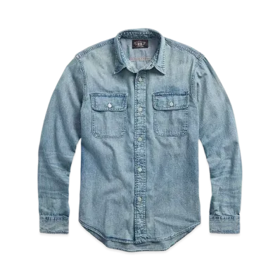 RRL Ralph Lauren Indigo Denim Work Shirt "Blue"