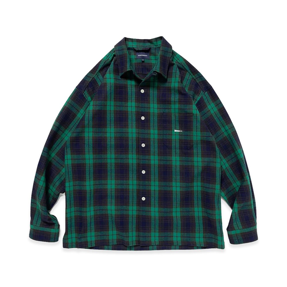 DESCENDANT Milpitas Plaid LS Shirt "Green"