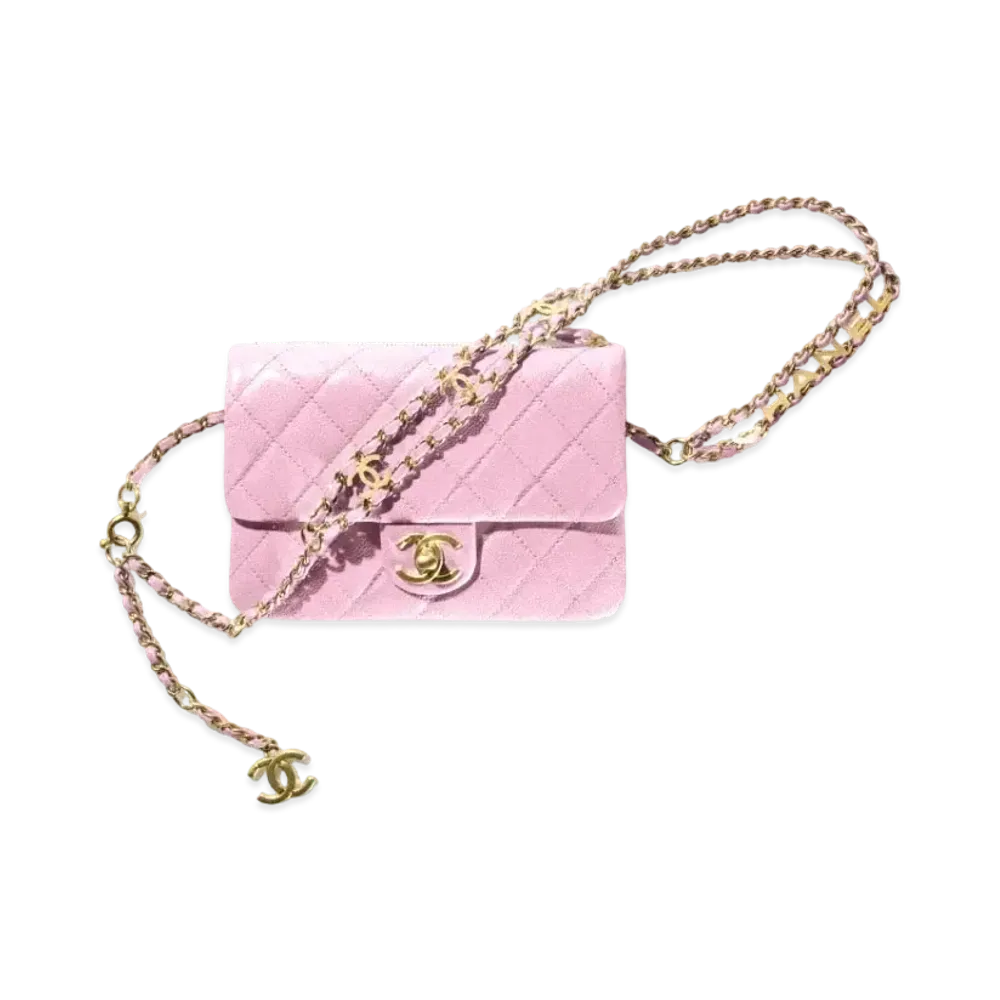 CHANEL West Bag Grain Shiny Calfskin "Pink"