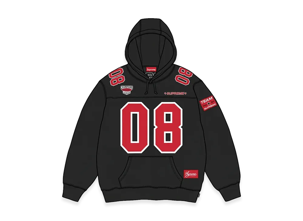 Supreme Football Jersey Hooded Sweatshirt "Black"