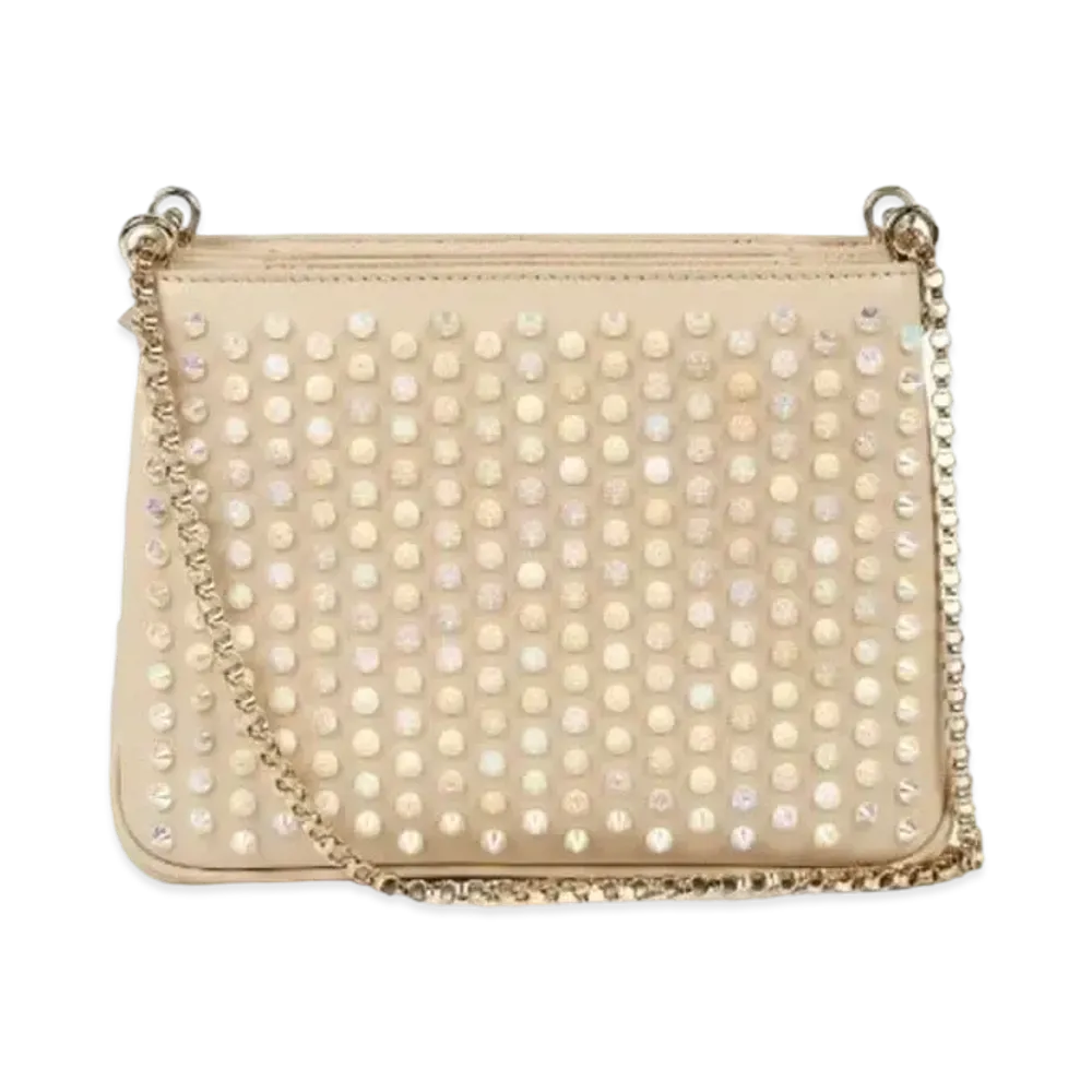 Christian Louboutin Triloubi Studs Leather Chain Shoulder Bag "Beige"