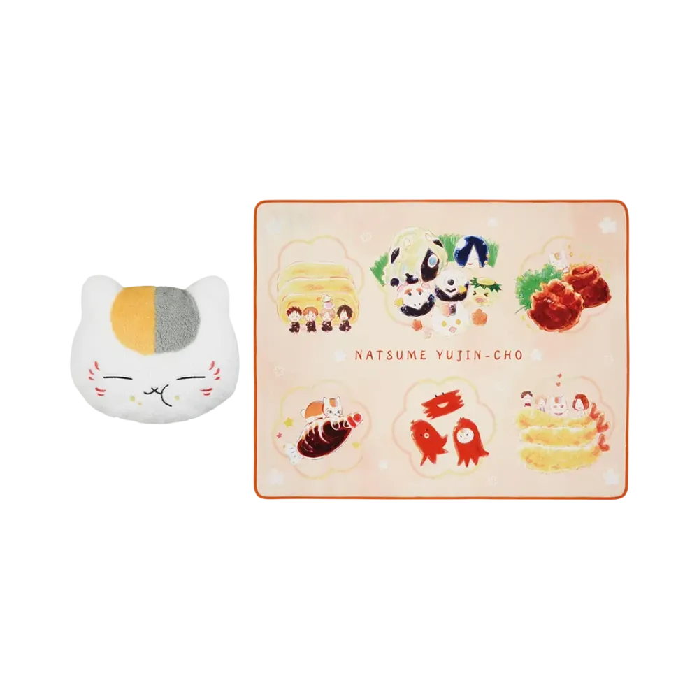 BANDAI "Ichiban Kuji" -Natsume's Book of Friends ~Nyanko Sensei's Manpuku Bento~- Last One Prize Stuff One's Mouth Blanket in Cushion