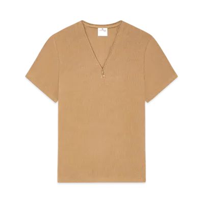 Courreges Zipped 90'S Rib T-Shirt "Toffee"
