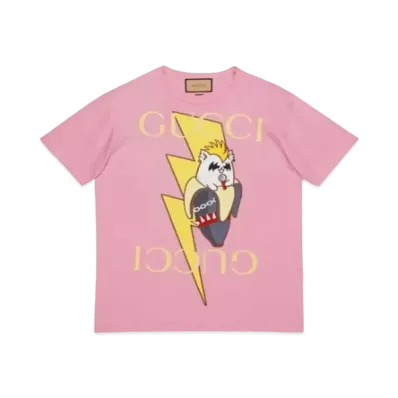 GUCCI Women's Lightning Bolt Bananya T-shirt "Pink"