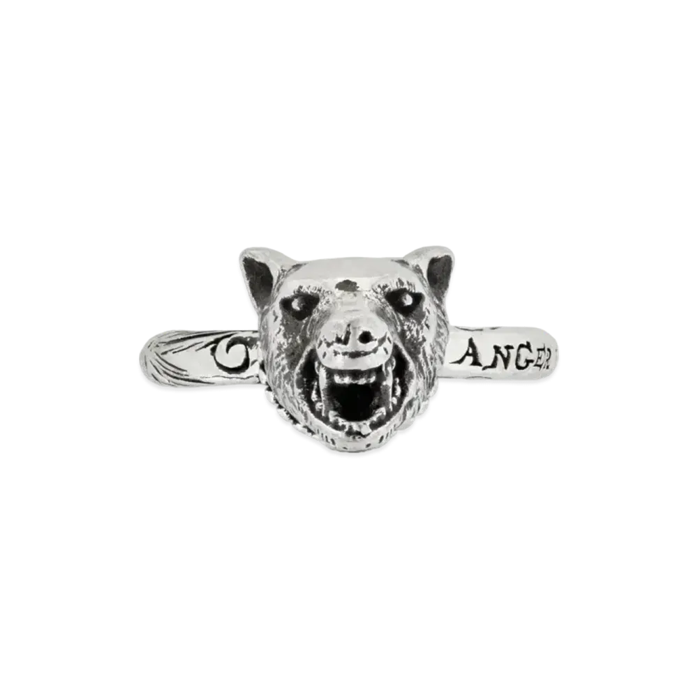GUCCI Anger Forest Series Wolf Head Silver Ring "Silver"