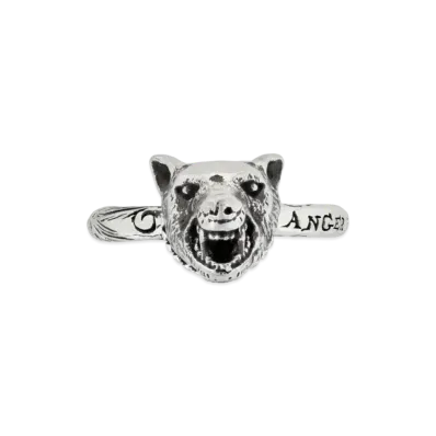 GUCCI Anger Forest Series Wolf Head Silver Ring "Silver"