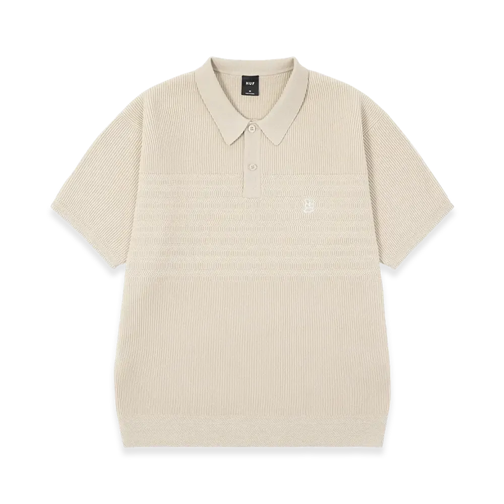 HUF Megablast Knit Polo Top "Bleach"