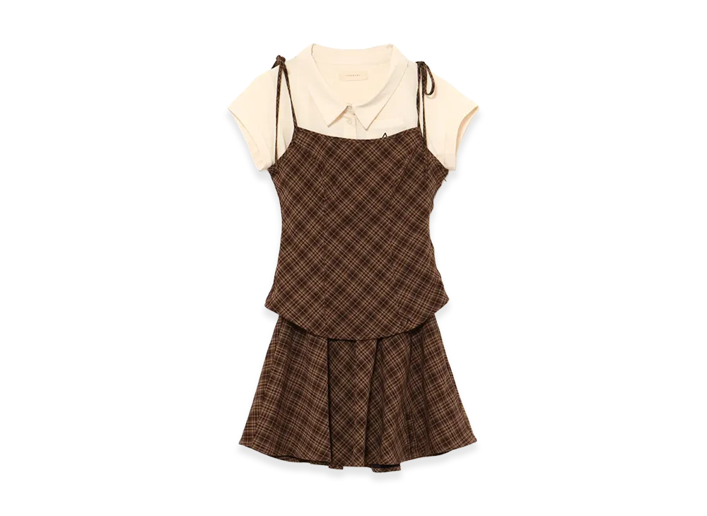 andmary Adel check set up beige Sサイズ andmary Adel check set up beige Sサイズ - メルカリ