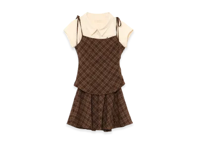 ANDMARY Women's Dafne Check Set Up "Brown"