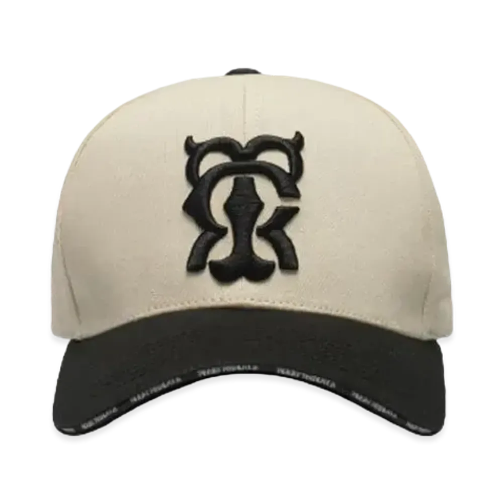 T.C.R MONOGRAM LOGO 6PANEL TRUCKER CAP "BEIGE/BLACK"