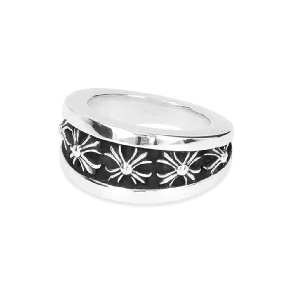 Chrome Hearts Narrow V Band CH Cross Ring "Silver"