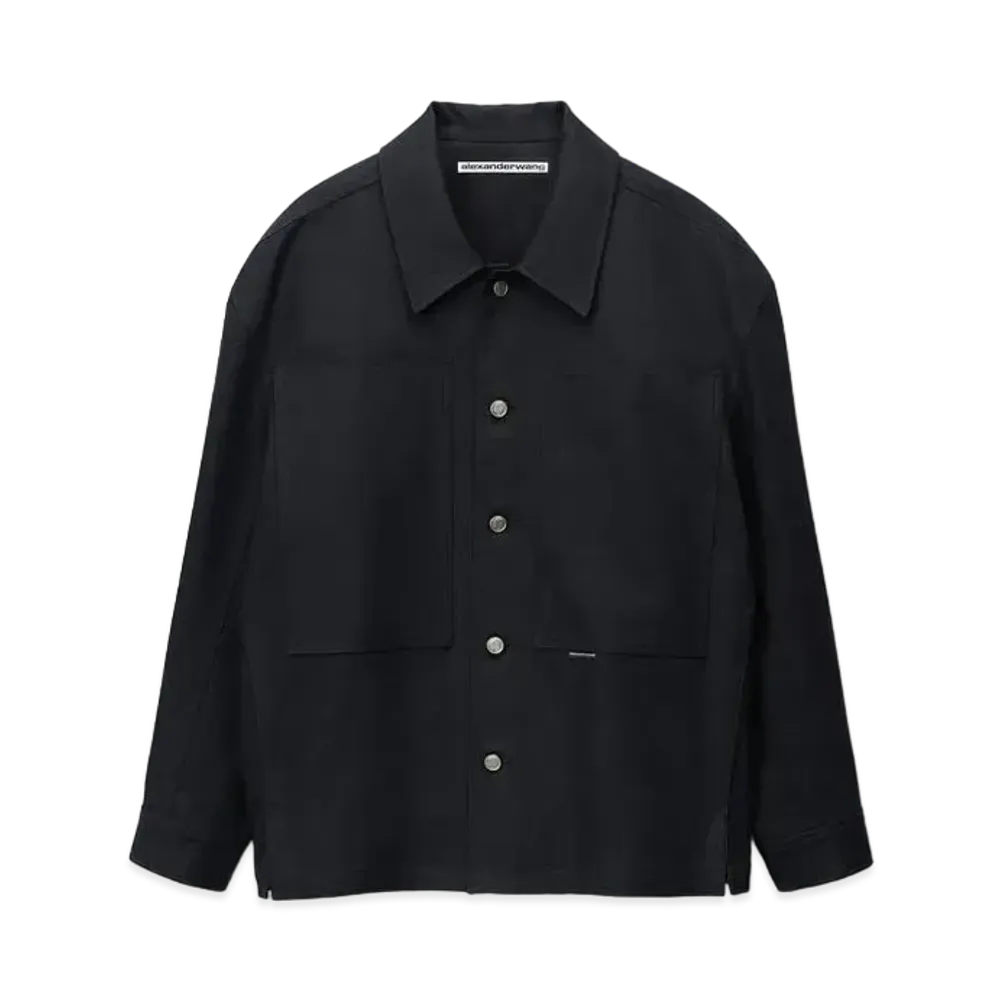 Alexander Wang Cotton Twill Oversized Pocket Shirt "Black"