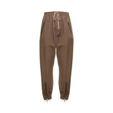 Rick Owens Zipper Detailed Drawstring Track Pants "Dust"