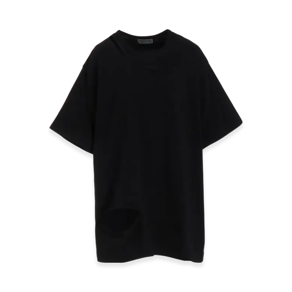 Yohji Yamamoto POUR HOMME Combed Single Jersey Slit Detail S Sleeve T "Black"