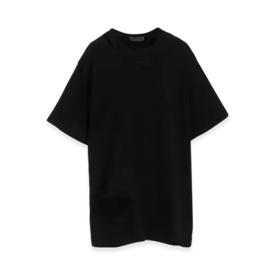 Yohji Yamamoto POUR HOMME Combed Single Jersey Slit Detail S Sleeve T "Black"