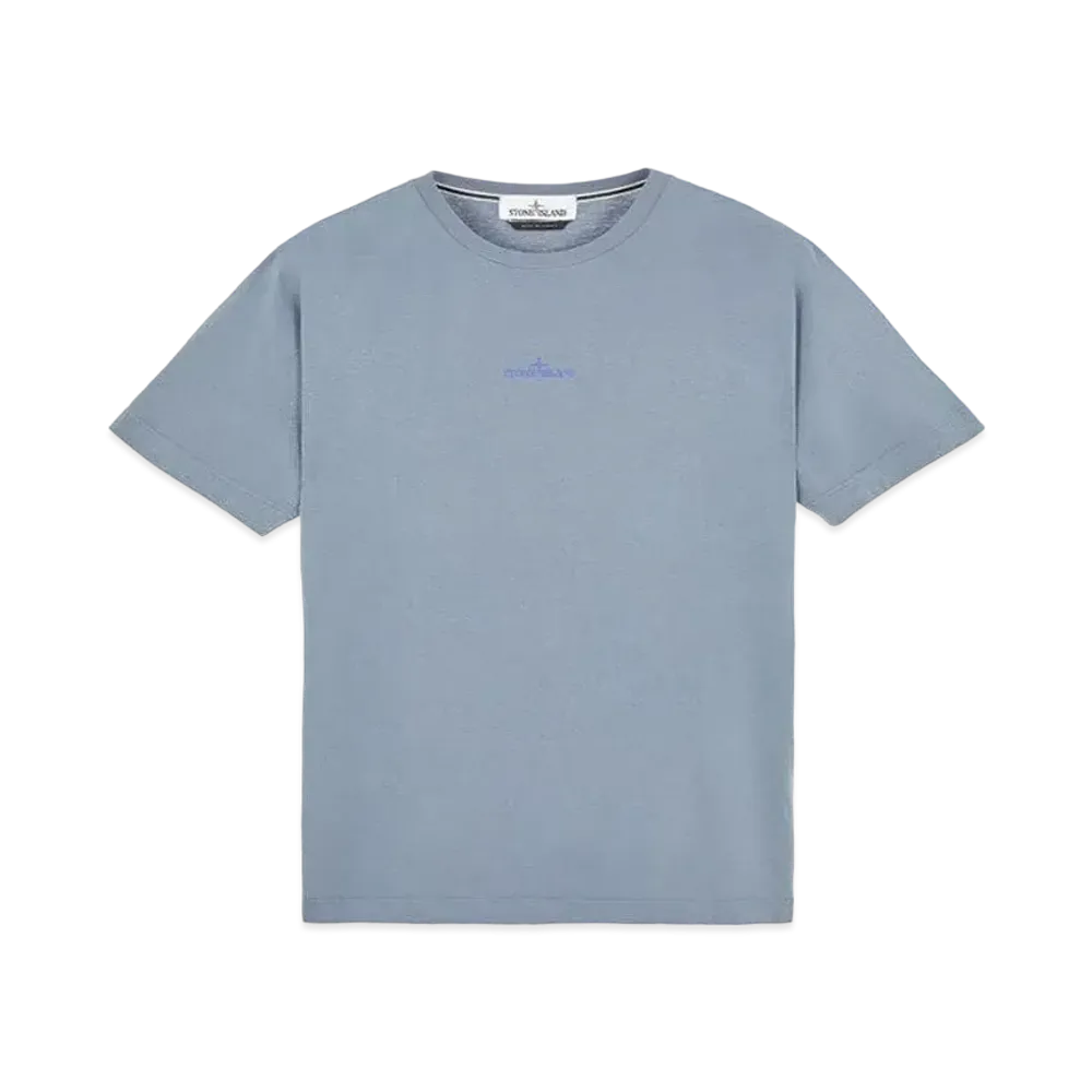 Stone Island 2NS83 COTTON JERSEY, 'MIXED MEDIA TWO' PRINT_SLIM FIT "Pastel Blue"