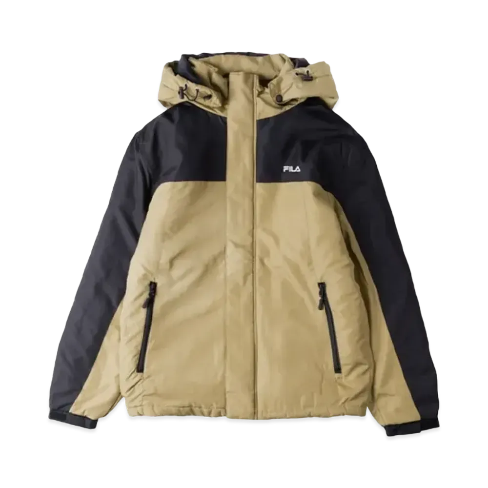 FILA One-Point Logo Embroidery Color Scheme Switching Aluminum Coating Filling Eco Down Jacket Outerwear "Beige"