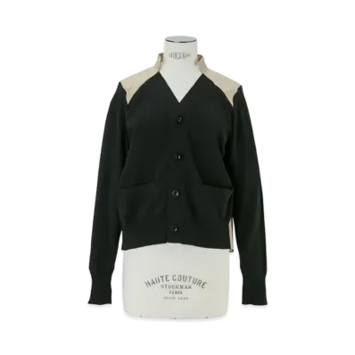 sacai Cotton Gabardine x Knit Cardigan "Black/Beige"