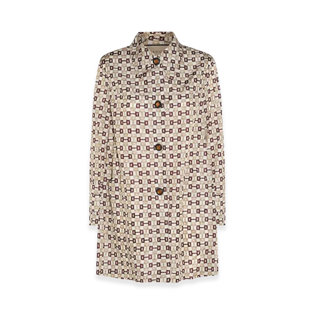 GUCCI Women's Horsebit Print Coat "Beige"