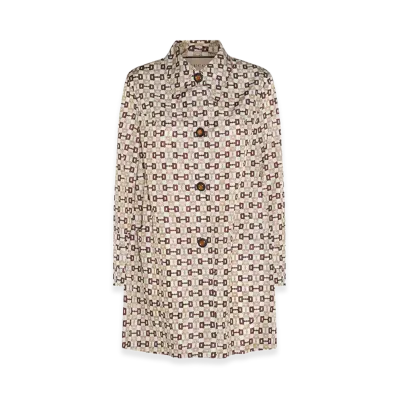 GUCCI Women's Horsebit Print Coat "Beige"