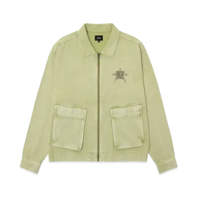 HUF Fall 24 Intergalactic Frequency Zip Shacket "Pistachio"
